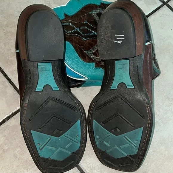 Ariat Caballera women’s leather brown/turquoise cowgirl boots # 1007852 Sz 6 1/2