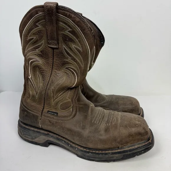 Ariat Carbon Toe Leather Brown Square Toe Western Cowboy Boots