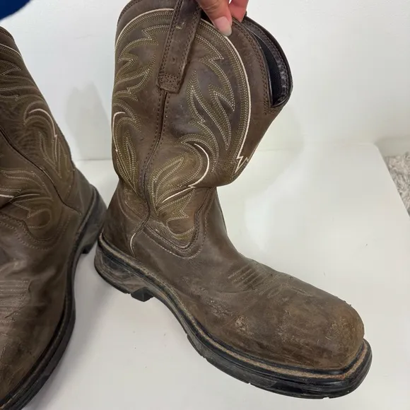 Ariat Carbon Toe Leather Brown Square Toe Western Cowboy Boots