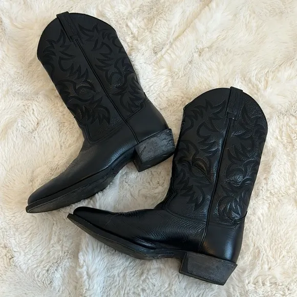 Ariat Heritage R Toe Black Leather Western Boots