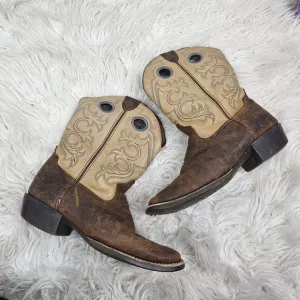 Ariat Kids Brown Square Toe Leather Boots! Size 2.5