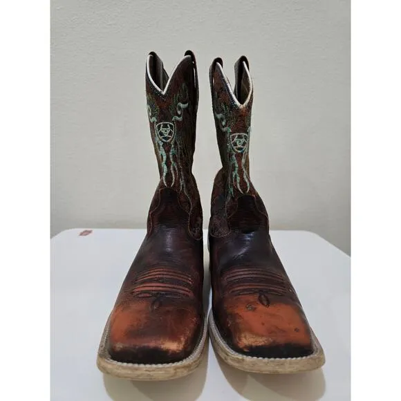 Ariat Little Kids Youth Brown Leather Square Toe Cowboy Western Boots Size 3