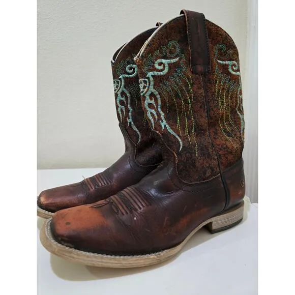 Ariat Little Kids Youth Brown Leather Square Toe Cowboy Western Boots Size 3