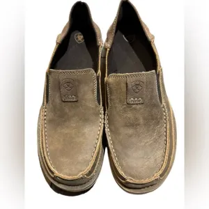 Ariat Mens 9D Brown Leather Slip On Shoes