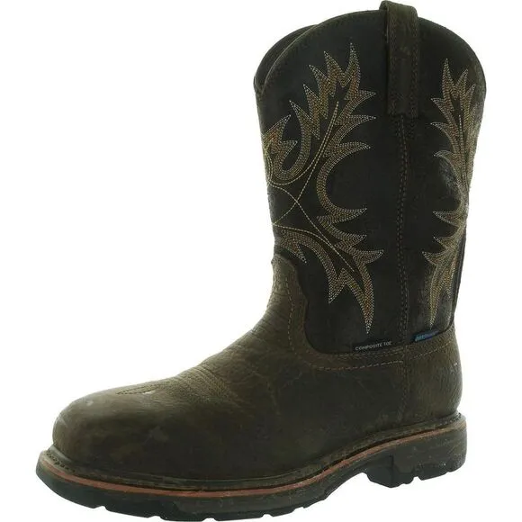 Ariat Mens Brown Composite Toe Leather Cowboy, Western Boots Used