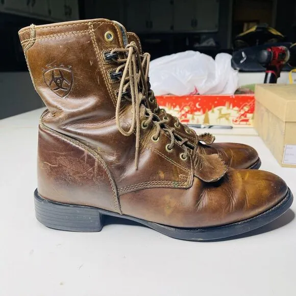 ARIAT MEN'S HERITAGE LACER WESTERN BOOTS ROUND TOE Size 10