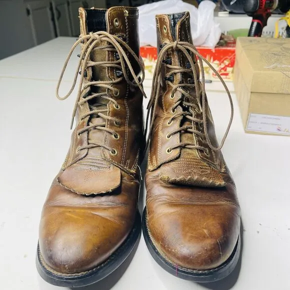 ARIAT MEN'S HERITAGE LACER WESTERN BOOTS ROUND TOE Size 10