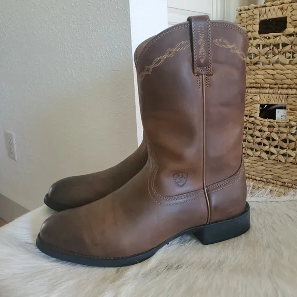 Ariat Men's Heritage Roper Boot - Brown Leather Boots Size 10.5D