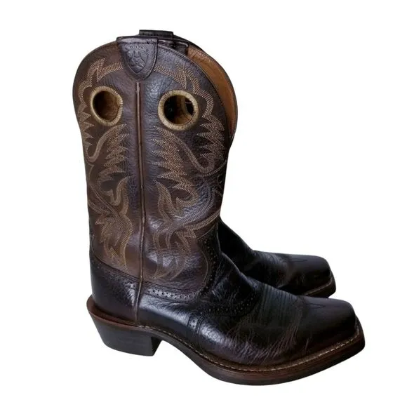 Ariat Mens Sz 8 D Heritage Roughstock Square Toe Brown Cowboy Boots 34824 Mint