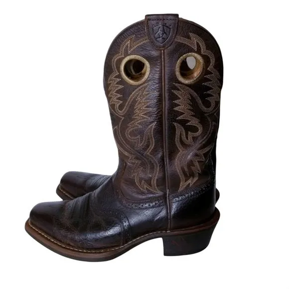 Ariat Mens Sz 8 D Heritage Roughstock Square Toe Brown Cowboy Boots 34824 Mint