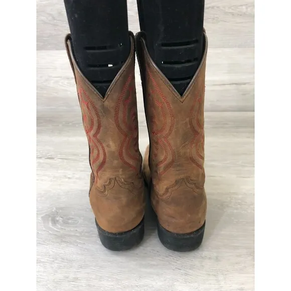 Ariat Quickdraw 10004853 Kid's 1.5 Brown Leather Square Toe Western Cowboy Boots