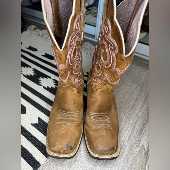 ARIAT Quickdraw Badlands Brown Square Toe Cowboy Boots 10006304 Women's 5.5