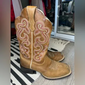 ARIAT Quickdraw Badlands Brown Square Toe Cowboy Boots 10006304 Women's 5.5