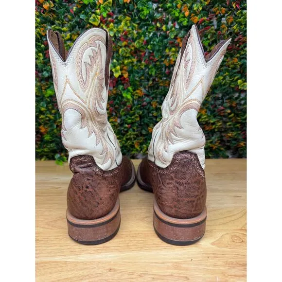 Ariat Quickdraw Western Cowboy Boots Shoes Cream Brown Mens 10D 10010941