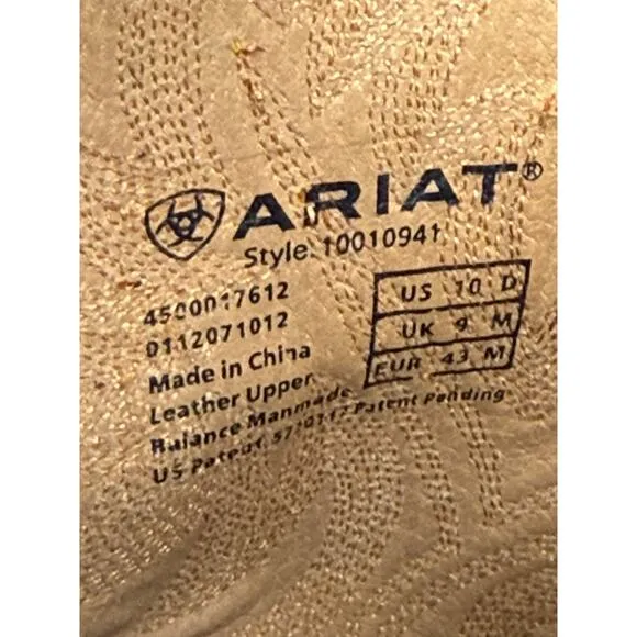 Ariat Quickdraw Western Cowboy Boots Shoes Cream Brown Mens 10D 10010941