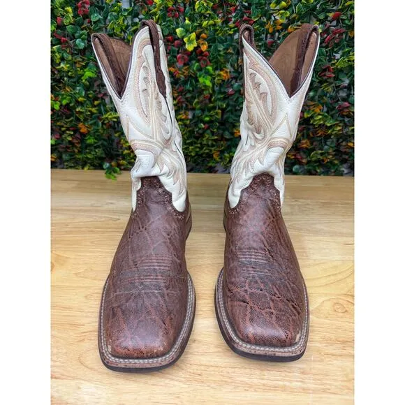 Ariat Quickdraw Western Cowboy Boots Shoes Cream Brown Mens 10D 10010941