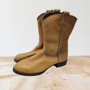 Ariat Sierra Work Boots Size 10 B Golden Brown Leather Pull On Western Shoes