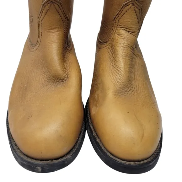 Ariat Sierra Work Boots Size 10 B Golden Brown Leather Pull On Western Shoes