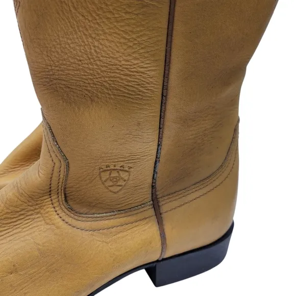 Ariat Sierra Work Boots Size 10 B Golden Brown Leather Pull On Western Shoes