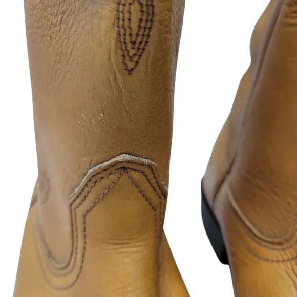 Ariat Sierra Work Boots Size 10 B Golden Brown Leather Pull On Western Shoes