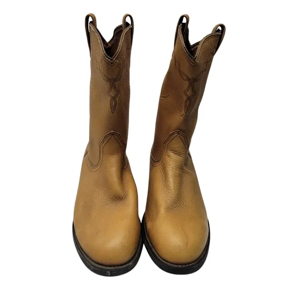 Ariat Sierra Work Boots Size 10 B Golden Brown Leather Pull On Western Shoes