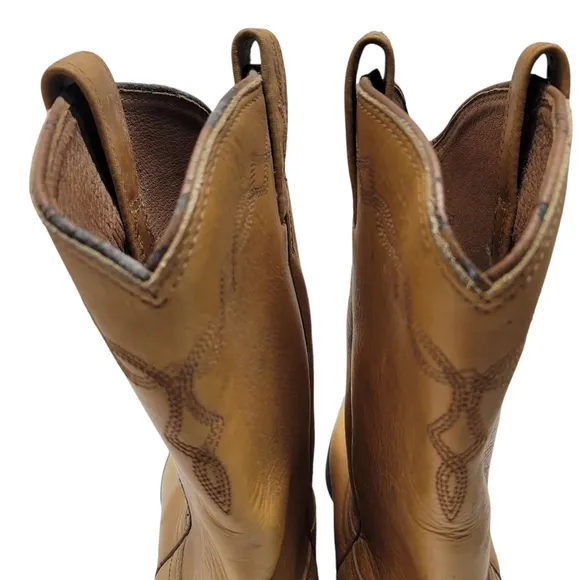 Ariat Sierra Work Boots Size 10 B Golden Brown Leather Pull On Western Shoes
