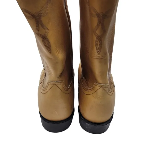 Ariat Sierra Work Boots Size 10 B Golden Brown Leather Pull On Western Shoes