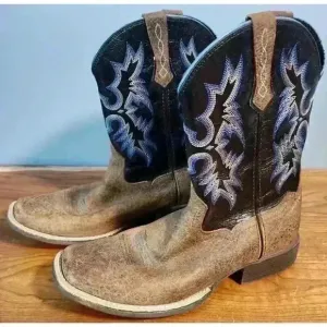 Ariat Tombstone Square Toe Boot Earth‎ Brown Black Youth Size 5.5 10012794