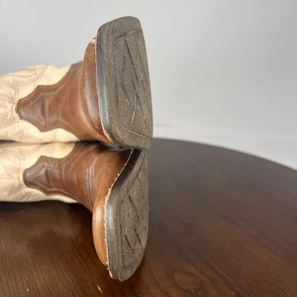 Ariat Whippersnapper‎ Boots Youth 3 Ivory Brown Leather Cowboy Western 10031544