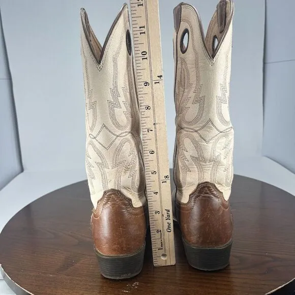 Ariat Whippersnapper‎ Boots Youth 3 Ivory Brown Leather Cowboy Western 10031544