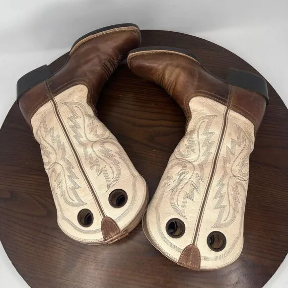 Ariat Whippersnapper‎ Boots Youth 3 Ivory Brown Leather Cowboy Western 10031544