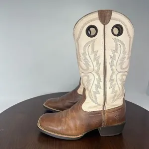Ariat Whippersnapper‎ Boots Youth 3 Ivory Brown Leather Cowboy Western 10031544