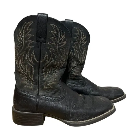 Ariat Wide Square Toe Western Sport Boots Mens Size 8.5D Black 10016292