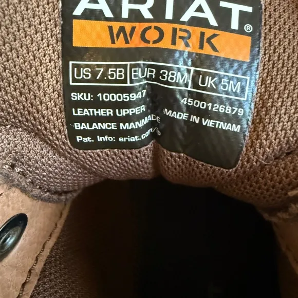 Ariat  Women's Composite Work Boots Size 7,5 B