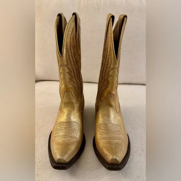 ARIAT Womens Tailgate Western Boots Distressed Gold Leather Cowboy Size 6.5