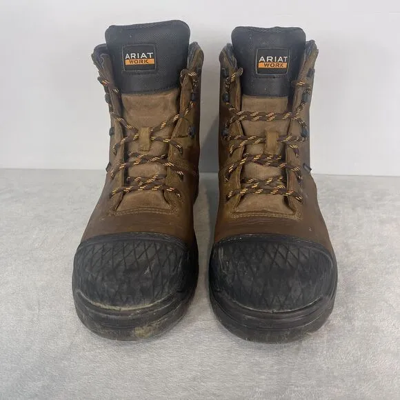 Ariat Work Boots Men Size 13 D Brown Turbo Outlaw 6&quot; Waterproof Composite Toe
