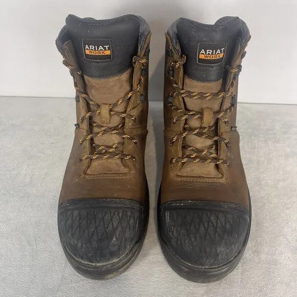 Ariat Work Boots Men Size 13 D Brown Turbo Outlaw 6&quot; Waterproof Composite Toe