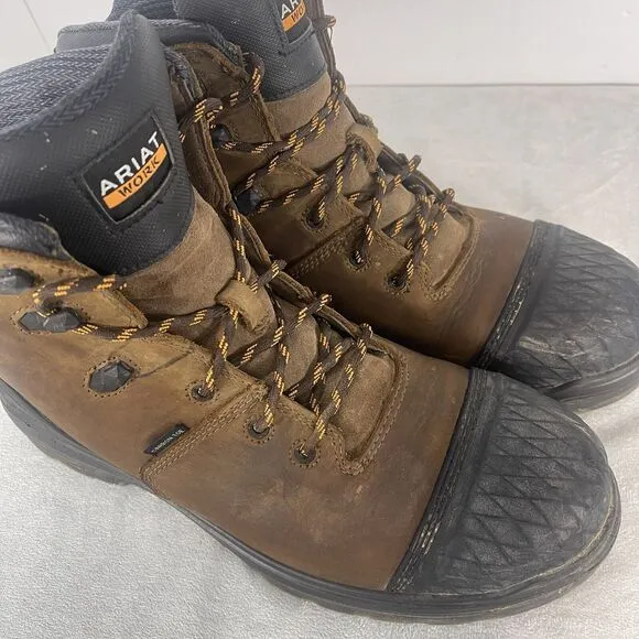 Ariat Work Boots Men Size 13 D Brown Turbo Outlaw 6&quot; Waterproof Composite Toe