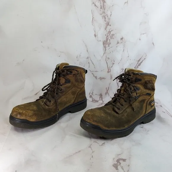 Ariat Work Boots Mens 10.5 Brown Composite Carbon Toe Waterproof Lace Up Leather