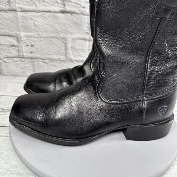 Ariat Boots Men's Size 9 D Heritage Western Black Leather Square Toe 10015291