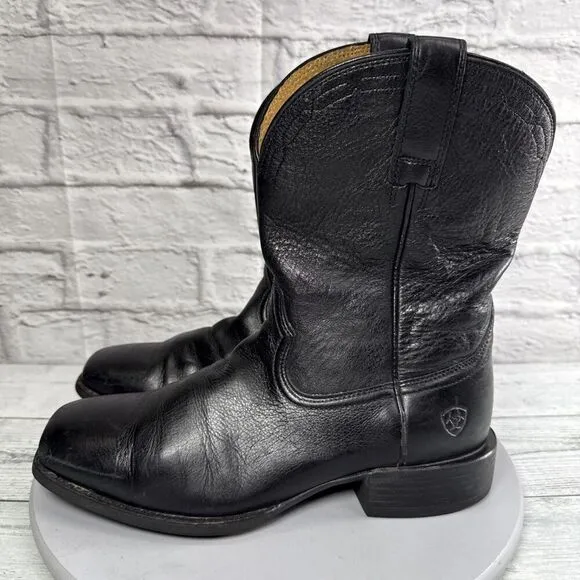 Ariat Boots Men's Size 9 D Heritage Western Black Leather Square Toe 10015291