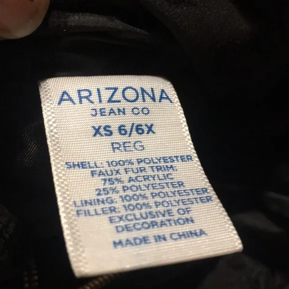 ARIZONA Girls Black Cheetah Print Puffer Jacket 6x