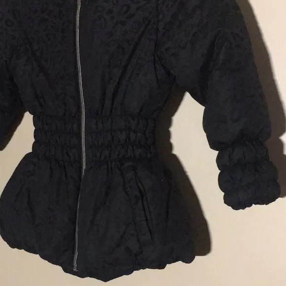 ARIZONA Girls Black Cheetah Print Puffer Jacket 6x