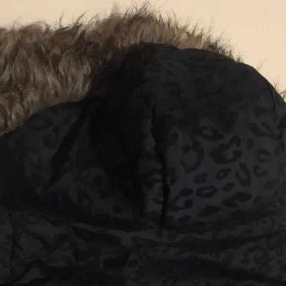 ARIZONA Girls Black Cheetah Print Puffer Jacket 6x