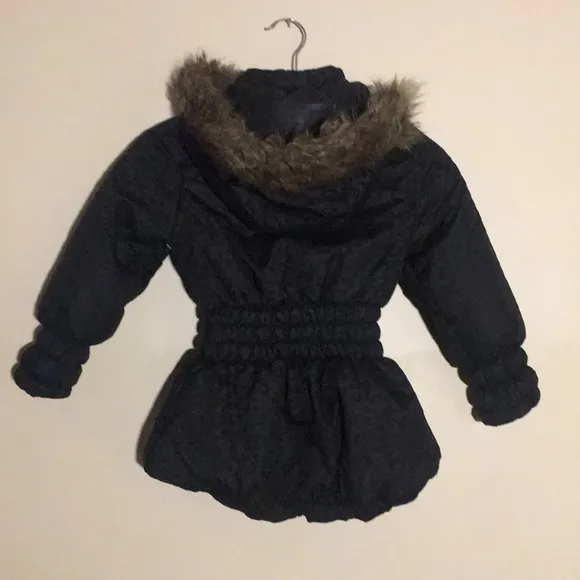 ARIZONA Girls Black Cheetah Print Puffer Jacket 6x