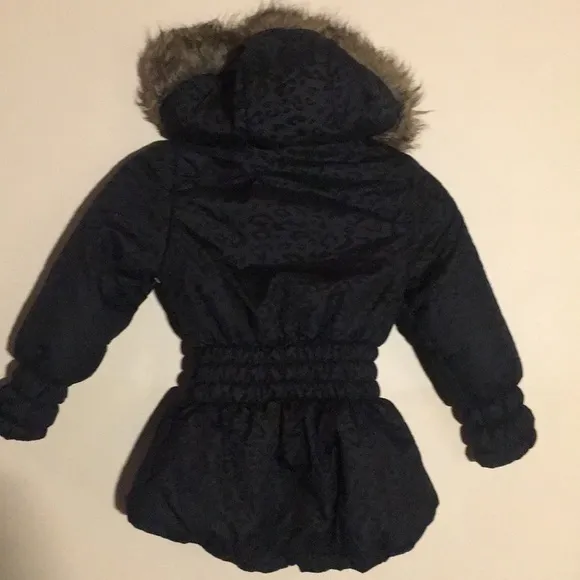 ARIZONA Girls Black Cheetah Print Puffer Jacket 6x