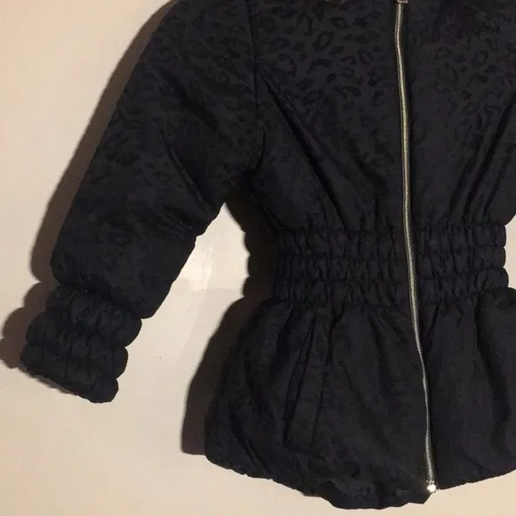 ARIZONA Girls Black Cheetah Print Puffer Jacket 6x