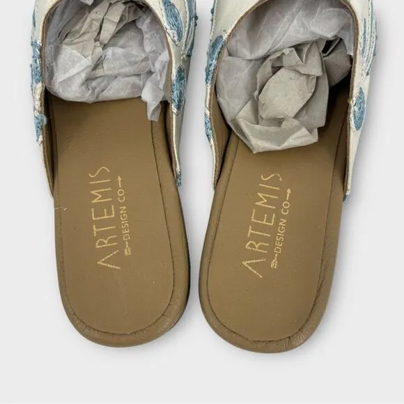 Artemis Suzani Slipper Mule Shoe Hand-Woven Silk Women’s Size 39 US 8.5 NWOT