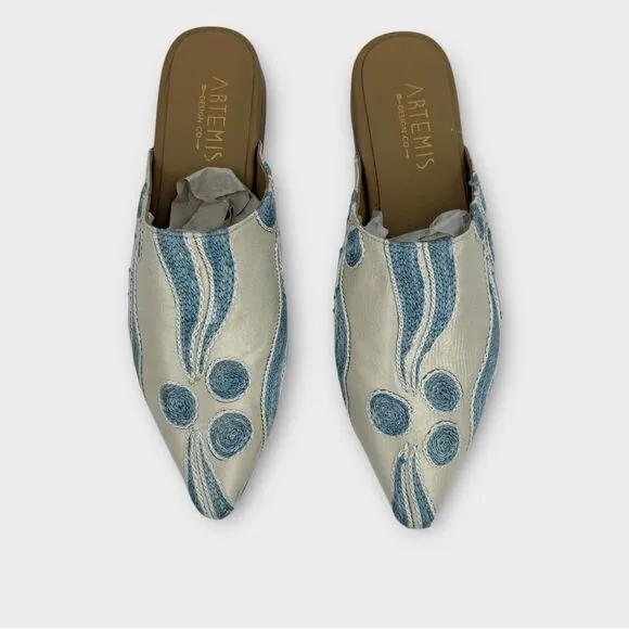 Artemis Suzani Slipper Mule Shoe Hand-Woven Silk Women’s Size 39 US 8.5 NWOT