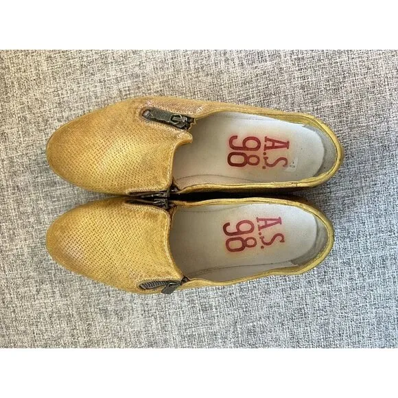 A.S.98 Sneakers Women’s US 8.5 Mustard Leather Distressed Casual Boho City